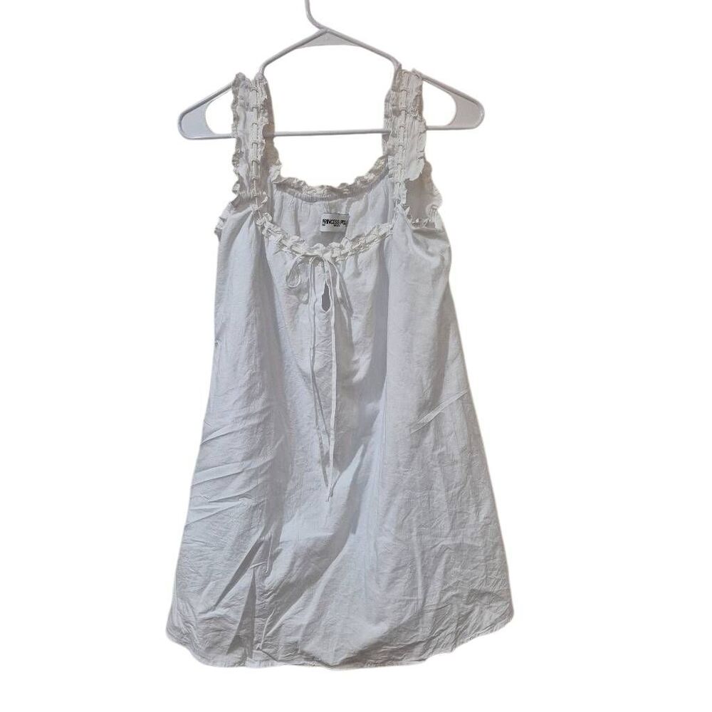 Princess Polly White Swing Mini Dress Ruffle Babydoll Cotton Lined Sz 2 EUC - Picture 2 of 10